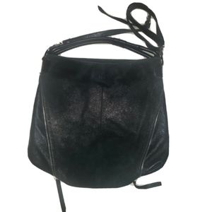 Tano purse shoulder bag strap leather shimmer black